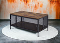 Winam Antique Oak & Black Finish Coffee Table Black,Oak Metal,Synthetic Wood