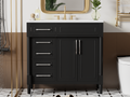 36'' Bathroom Vanity With Top Resin Sink, Freestanding Bathroom Storage Cabinet With 2 Drawers And A Tip Out Drawer, Solid Wood Frame Vanity Set, Height Adjustable Shelf 3 Black 2 2 Adjustable Shelves Bathroom Freestanding Solid Wood Mdf Resin Painted