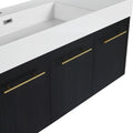 48 Inch Wall Mounted Bathroom Vanity With Sink, Thick Edged Resin Basin, Kd Package Black Chestnut Bathroom Modern Plywood
