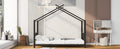 Twin Size Metal House Platform Bed, Black Box Spring Not Required Twin Black Metal Bedroom Bed Frame Metal