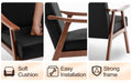 Mid Century Modern Chair, Living Room Chair With Solid Wood Frame, Accent Chair Extra Thick Backrest, Wingback Chair For Bedroom, Reading Room, Living Room, Lounge Chair Indoor Black Pu Primary Living Space Mid Century Modern Foam Pu Leather