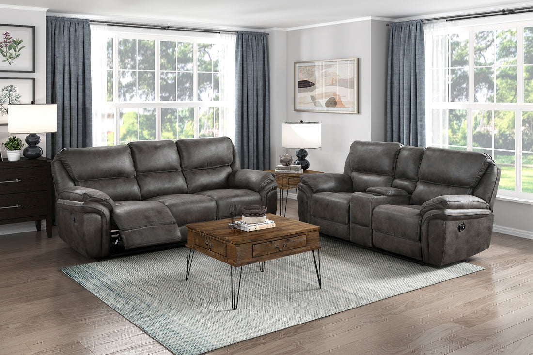 Plush Modern Living Room Sofa Set 2Pc Reclining Sofa And Loveseat Gray Microfiber Upholstery Solid Wood Frame Furniture Gray Microfiber Wood Primary Living Space Modern Plywood,Solid Wood 5 Seat