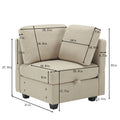 Space Saving Small Sectional Sofa With Ottoman, 2 Seater Sofa With 1 Ottoman, All Seats And Ottomans With Storage Function Beige Beige Fabric 2 Seat