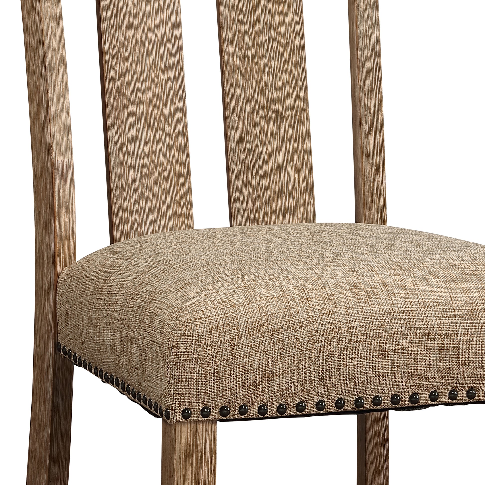 Beige And Maple Open Back Side Chairs Set Of 2 Beige Light Brown Primary Living Space Farmhouse Rubberwood Wood Fabric