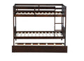 Twin Over Twin Rubber Wood Bunk Bed With Trundle, Convertible Into 2 Twin Size Beds, Twin Size Bunk Bed With Ladder And Safety Guardrails,Espresso Twin Espresso Rubber Wood