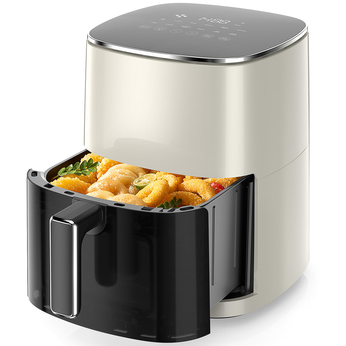 Air Fryer 6 Quart Capacity With Window Square Air Fryer 12 In 1 Air Fry, Roast, Reheat, Dehydrate, Bake, Steam With 400F, Beige Beige Polypropylene