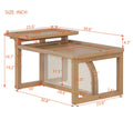 Modern 2 Piece Nesting Rattan Wood Mdf Coffee Table Set In Natural Natural Rubber Wood
