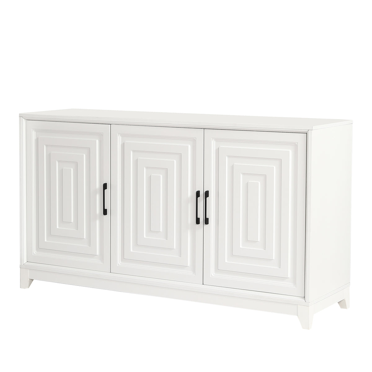 Tv Stand For Tvs Up To 65 Inches, Modern Entertainment Center Media Console Cabinet With 2 Spacious Storage Space, Solid Wood Legs For Living Room White 50 59 Inches Particle Board Mdf