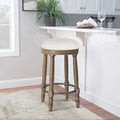 Barstools Set Of 2, 360 Degree Swivel, Accent Wooden Swivel Seat Counter Height Bar Stool,White Fabric Cushioned Seat, Bar Stool Perfect For Dining & Living Room With Light Brown,Natural Height 26