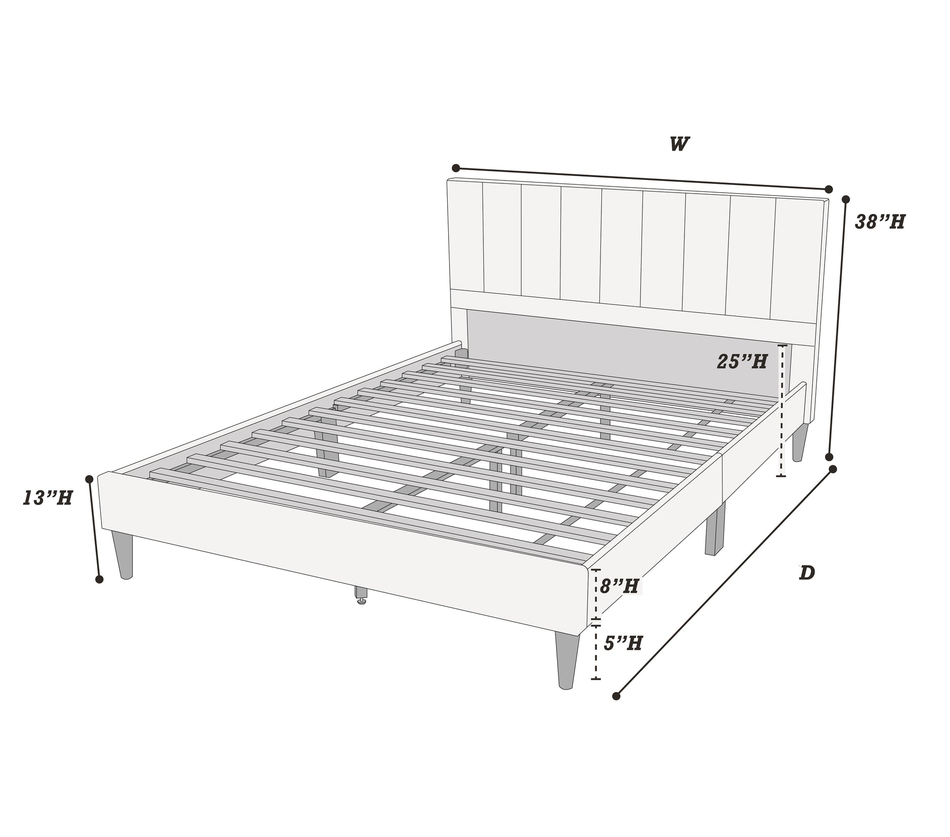 1Pc California King Size Bed Beautiful Gray Polyfiber Vertical Tufted Hb Platform Bedframe Slats Bedroom Furniture Box Spring Not Required California King Grey,Light Gray Wood Bedroom