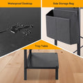L Shaped Desk Gaming Computer 50 Inch Reversible Corner Table Pc For Writing Study Student With Wood Tabletop Metal Frame Cpu Stand Side Bag For Home Office Small Place, Black Black Wood