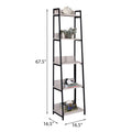 Natural And Black 5 Tier Ladder Bookshelf 5 Natural Black Horizontal Primary Living Space Open Back Industrial Adjustable Shelves Wood Metal