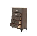 Bedroom Furniture Rustic Grey Oak Simple 1Pc Tall Chest 5 Drawers Storage Solidwood Chest Gray Bedroom Modern,Transitional Pine Particle Board Mdf,Solid Wood