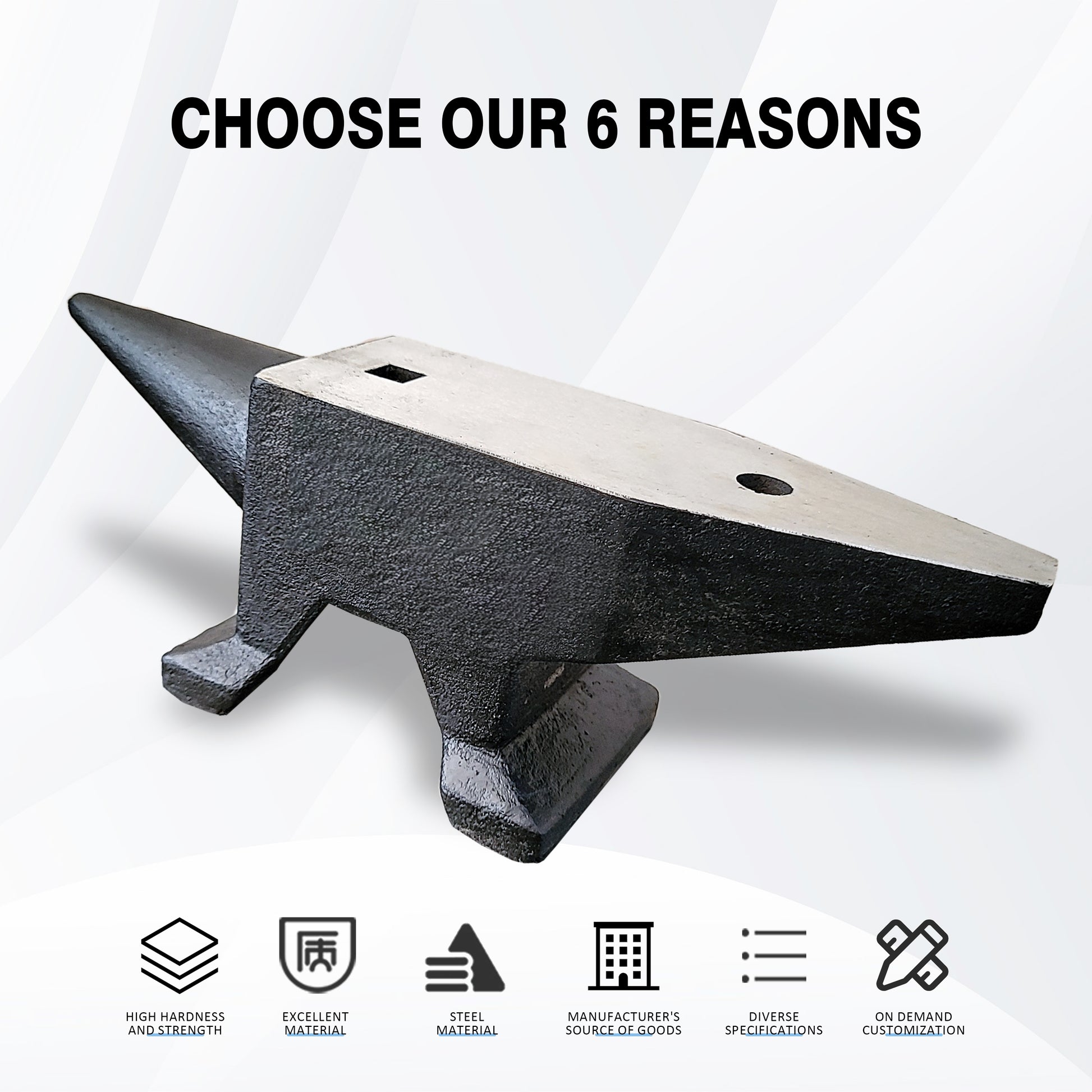 66Lbs Cast Steel Anvil, High Hardness Rugged Round Horn Anvil Blacksmith, Large Countertop And Stable Base, With Round And Square Hole, Metalsmith Tool For Bending And Shaping Black Carbon Steel