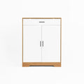 Shoe Cabinet, 4 Tier Shoe Rack Organizer With 1 Drawer, Freestanding Wooden Shoe Storage Cabinet With 2 White Door & Adjustable Shelves For Entryway Hallway 5 Or More Spaces Natural Primary Living