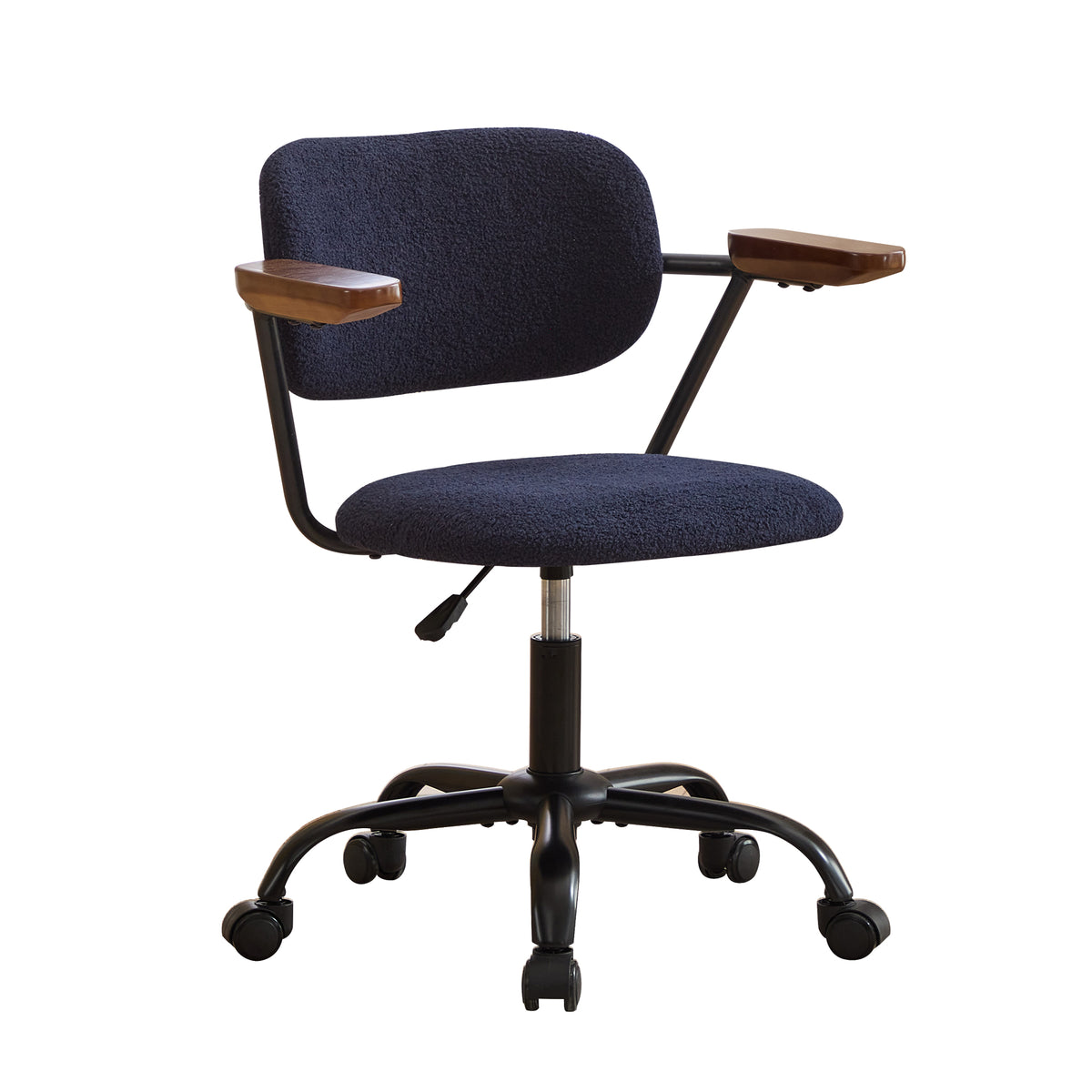 Sty Home Office Chair Ergonomic Desk Chair With Wheels Height Adjustable Desk Chair With Wooden Armrest For Home Office Teddy Fleece Blue 1Pc Blue Sherpa