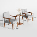 Fabric Accent Arm Chair Set Of 2 With Round Wood Table Light Gray Fabric