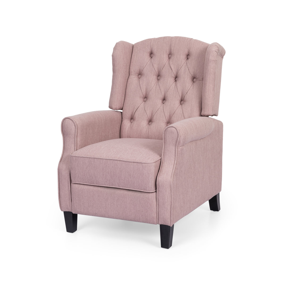 28" Wide Manual Wing Chair Recliner Light Pink Fabric