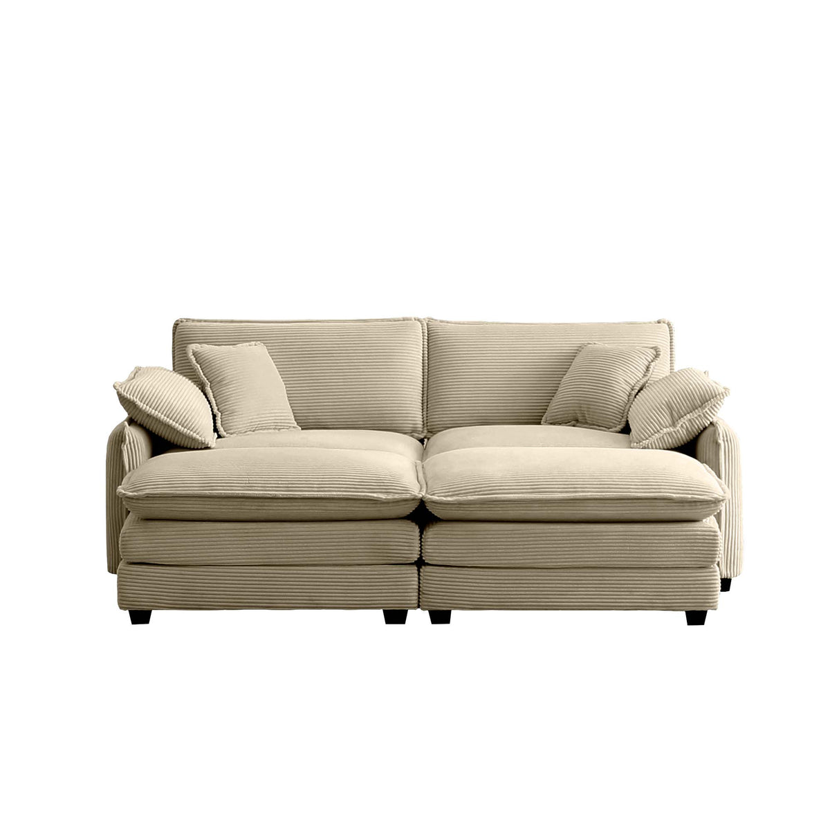 Two Seater Theater Sofa With 2 Footrest, 2 Seater Sofa With Ottoman For Small Living Spaces,Tan Corduroy Tan Corduroy 2 Seat