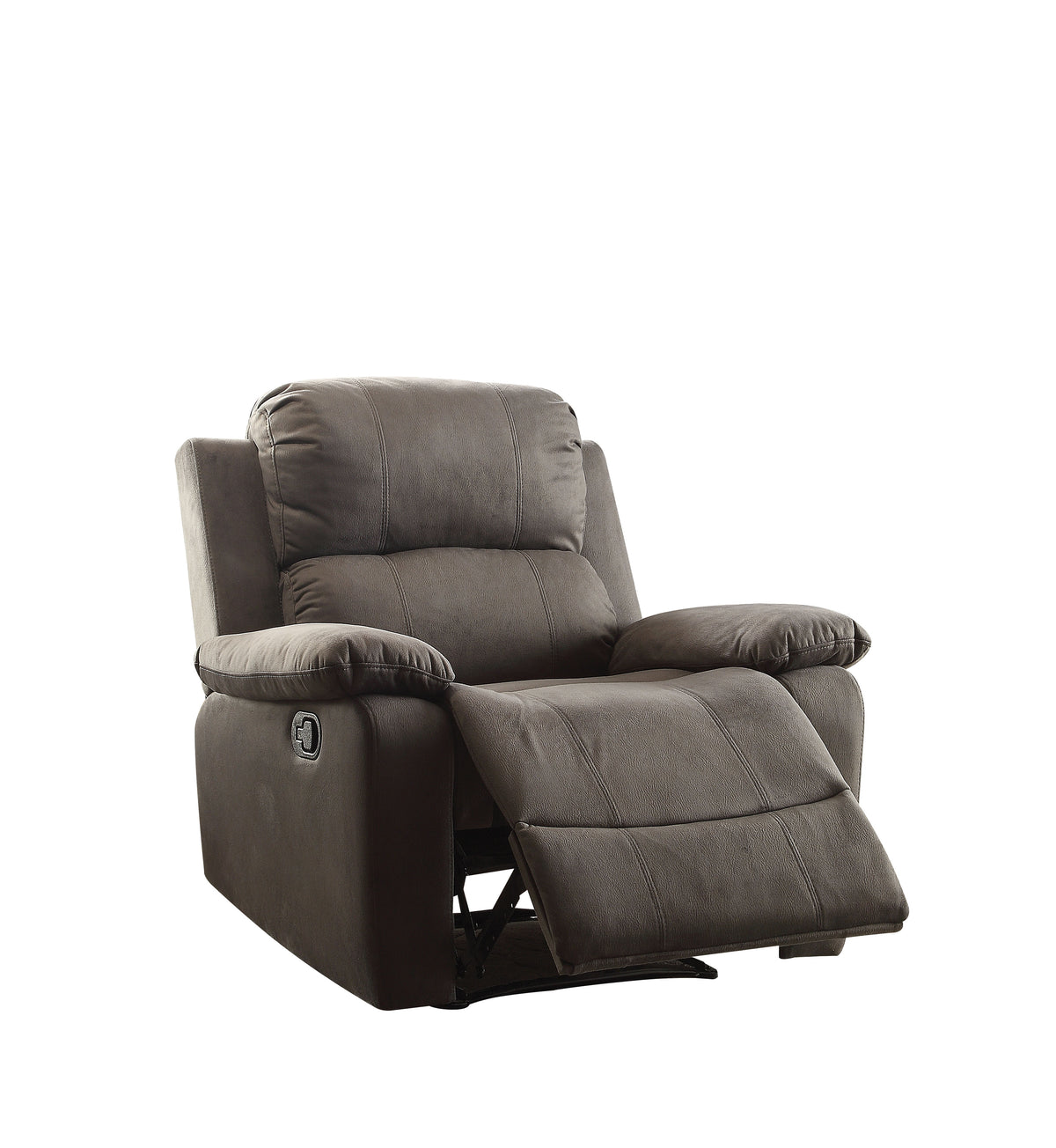 Charcoal Polished Recliner With Pillow Top Arm Charcoal Microfiber Manual Handle Metal Primary Living Space Tight Back Handle Pillow Top Arms Fabric Metal
