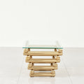 Gold Stainless Steel Clear Tempered Glass Coffee Table For Bed Room, Living Room Clear,Gold Modern Open Storage Stainless Steel,Tempered Glass