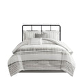 6 Piece Cotton Jacquard Oversized Comforter Set White Grey Full Full Grey White Cotton