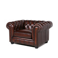 Traditional Tufted Leather Chesterfield Chair Brown Leather