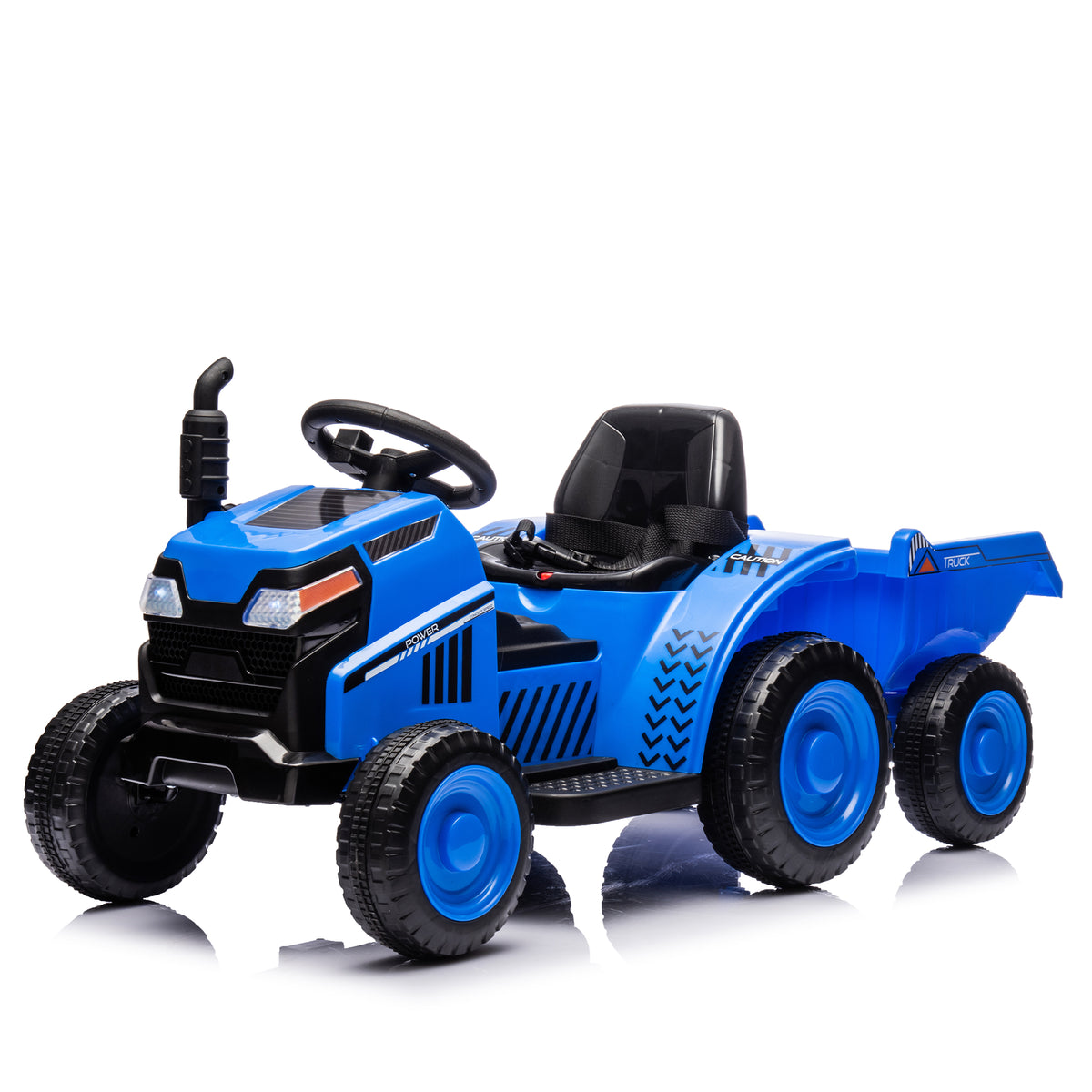 12V Kids Ride On Electric Tractor Black Knight,Kids Ride On Toy.2Wd,Non Skid Tires, Steering Wheel, Foot Pedal,With Removable Storage Tug,Light,Bluetooth,Music,Mp3,Usb,Power Display For Kids Aged 2 3. Blue 50 99 Lbs Polypropylene