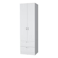 Tall Mayer Wardrobe In Melamine With Two Doors And Two Drawers White Particle Board Melamine