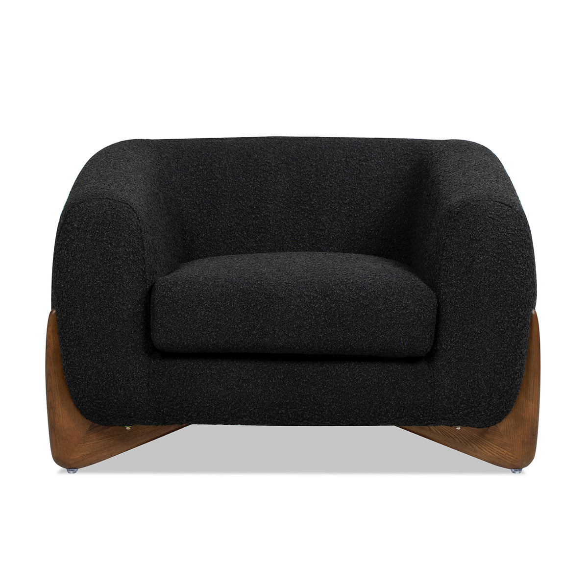 Alpine 44" Sherpa Arm Chair, Ebony Black Boucle Black Foam Boucle