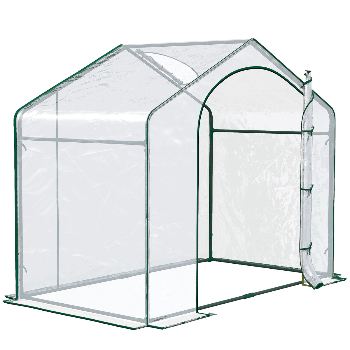 Outsunny 6' X 3' X 5' Portable Walk In Greenhouse, Pvc Cover, Steel Frame Garden Hot House, Zipper Door, Top Vent For Flowers, Vegetables, Saplings, Clear Clear Steel