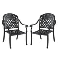 Cast Aluminum Patio Dining Chair 2Pcs With Black Frame And Cushions In Random Colors Yes Dining Set Black Rust Resistant Frame Water Resistant Cushion Garden & Outdoor Complete Patio Sets Aluminium