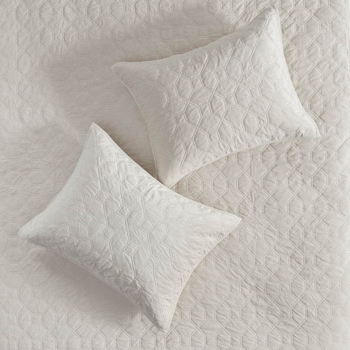 3 Piece Velvet Quilt Set Ivory Full Queen Full Ivory Cotton