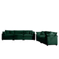 Modern Fabric Living Room Sofa Two Piece Set, Two 2 Seater Sofas With 8 Cushion Upholstery Large Deep Seat Recliner, Green Corduroy Fabric Green Corduroy 5 Seat