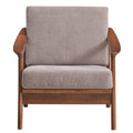 Light Brown And Brown Accent Chair With Removable Cushion Brown Primary Living Space Modern Wood Fabric