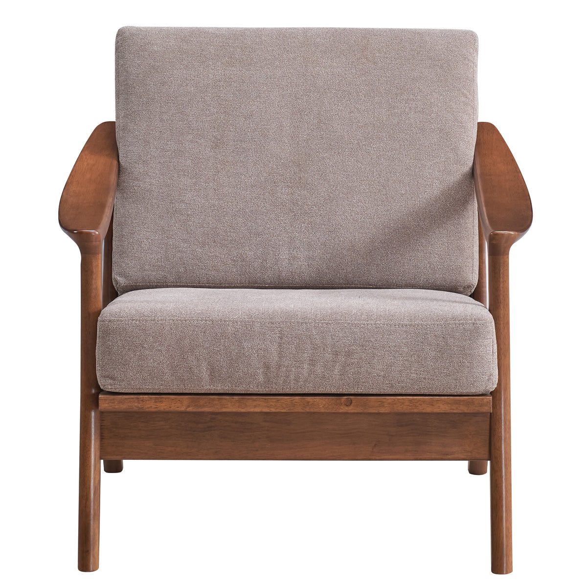 Light Brown And Brown Accent Chair With Removable Cushion Brown Primary Living Space Modern Wood Fabric