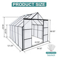 8X10Ft Double Door Polycarbonate Greenhouse Raised Base And Anchor Aluminum Heavy Duty Walk In Greenhouses For Outdoor Backyard In All Season,Black Black Aluminium
