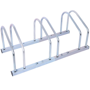3 Bikes Floor Bike Stand, Bike Parking Rack Garage Bike Storage Stand Indoor Outdoor 22 28" Wheel Stand, Max. Tire Width 2.15",Galvanization Silver Steel