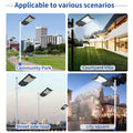 Solar Street Lights Outdoor, Parking Lot Lights With 181Pcs Led Beadsip65 Waterproof Solar Flood Lights, Dusk To Dawn Solar Lights For Garden, Street Side Road,Courtyard Villa,City Square Black White Modern,Sporty,Vintage Metal