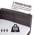 Outsunny 2 Person Wicker Hanging Swing Bench, Front Porch Swing Outdoor Chair With Cushions 550 Lbs. Weight Capacity For Backyard, Garden, Cream White Brown Rattan Metal