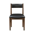 Black Leather Upholstered Side Chairs Set Of 2, Modern Contemporary Cherry Finish Wooden Furniture Dining Chairs Cherry Dining Room Contemporary,Modern,Transitional Wood