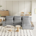 L Shaped Modular Sectional Sofa With Removable Back Cushions,3 Pillows And 2 Storage Spaces,Suitable For Living Rooms,Offices And Apartments Gray Polyester 3 Seat