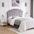 Mid Century Headboard For Queen Size Bed, Velvet Upholstered Tufted Bed Headboard With Decor, Adjustable Curved Solid Wood Head Board Vertical Channel Design Medium Grey Queen Grey Bedroom Modern Rubberwood Bed Frame Velvet Rubber Wood