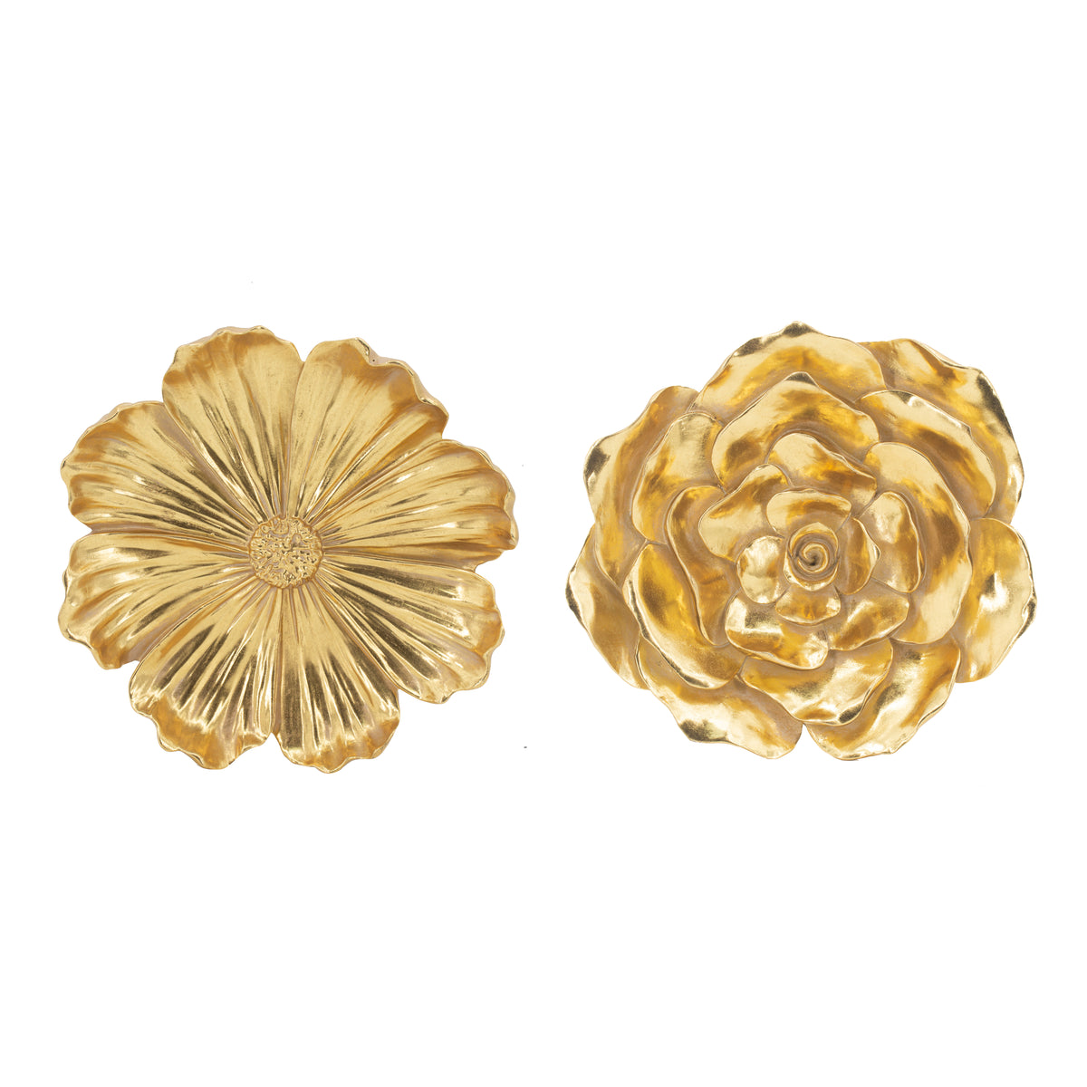 S 2 Gold Rose Hanging Wall Accents Gold Resin