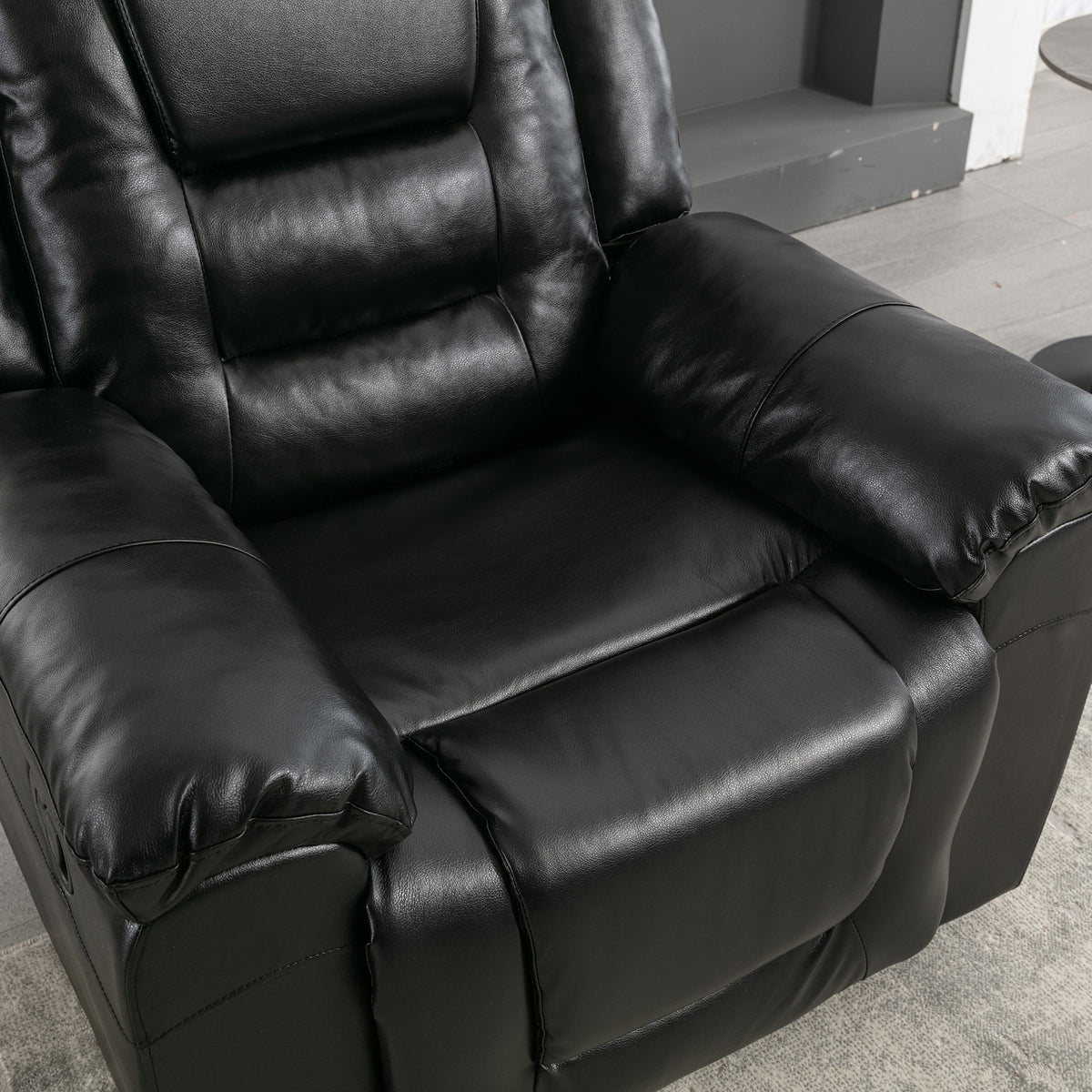 Home Theater Recliner Set Manual Recliner Chair With Wide Armrest, Two Built In Cup Holders For Living Room,Bedroom, Black Old Sku:Sg000760Aab Black Foam Pu Leather