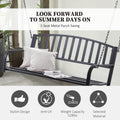 Outsunny 2 Person Front Porch Swing Patio Swing Bench, Outdoor Steel Swing Chair With Sturdy Chains, For Backyard, Deck, 528 Lb Weight Capacity, Black Black Steel