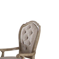 Beige And Antique Taupe Arm Chair With Button Tufted Set Of 2 Solid Beige Dining Room Arm Chair Tufted Back Set Of 2 Wood Fabric