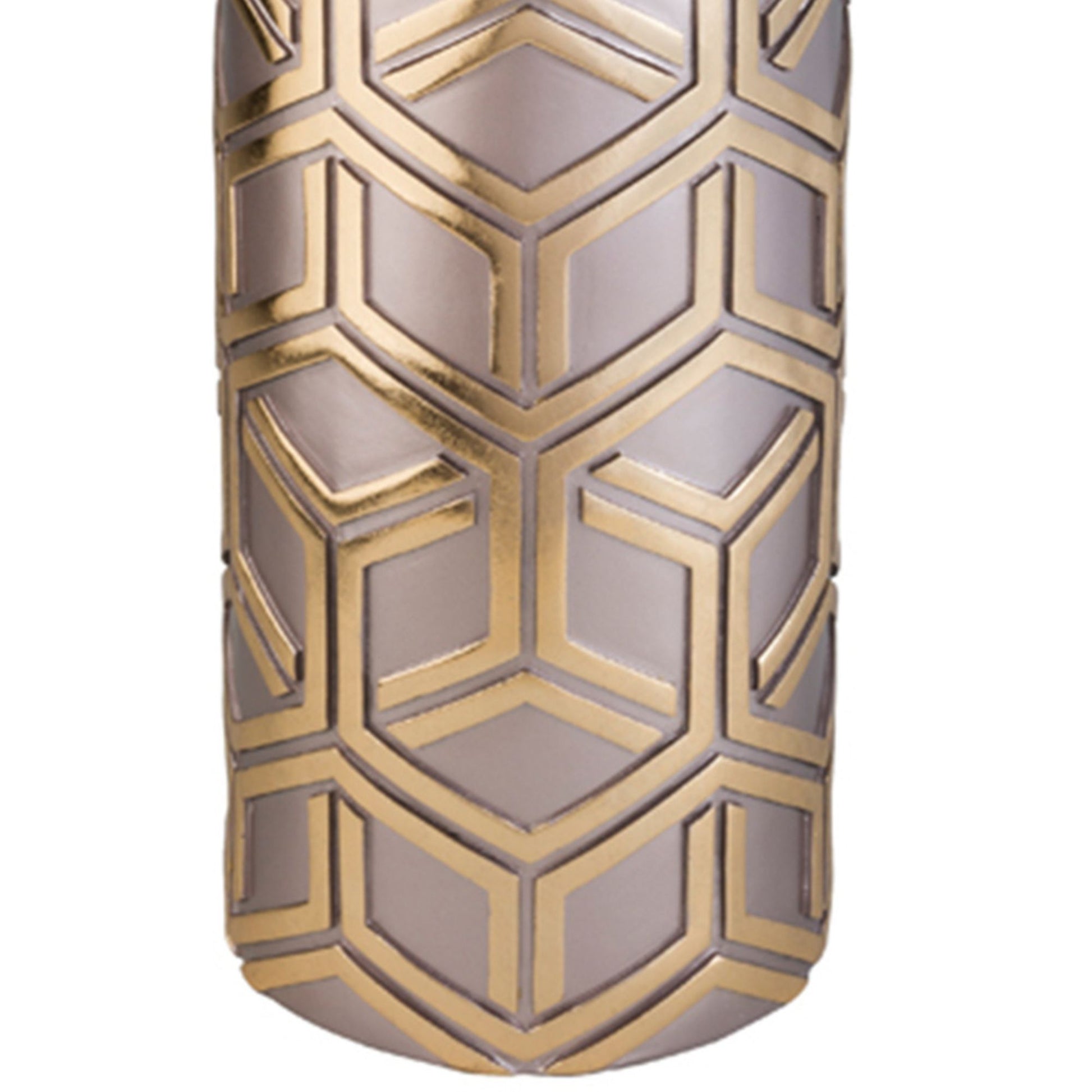 22" Tall Polyresin Decorative Vase, Weave Rose Gold Design Gold Polyresin