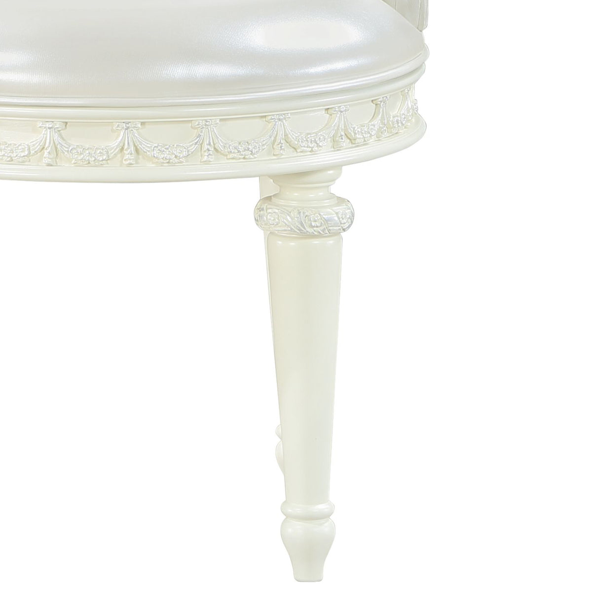 Ivory Swivel Vanity Chair With Tufted Back Ivory Primary Living Space Faux Leather