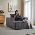 62.5 Inch Corduroy Sponge Sofa Lounge Chair,No Assembly Required,Fluffy Modern Sleeper Chair For Indoor Living Room Bedroom Grey Foam Corduroy 1 Seat